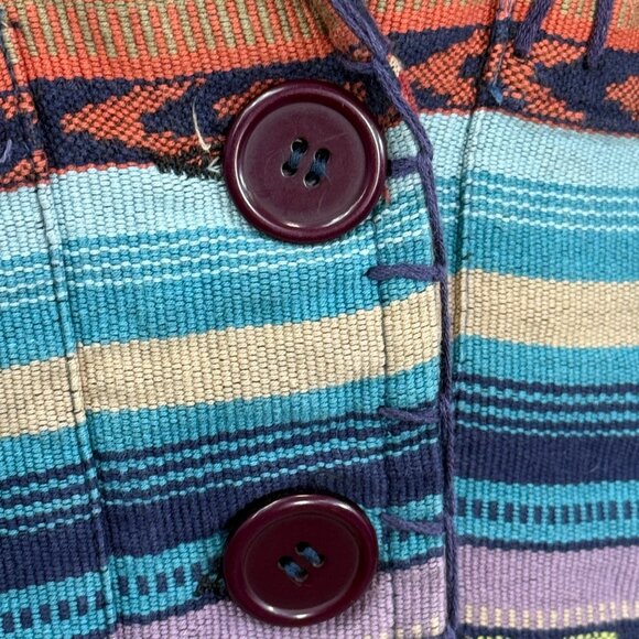 New Identity Womens Striped Woven Jacket Multicolor Bohemian Style Button Front - Picture 4 of 5